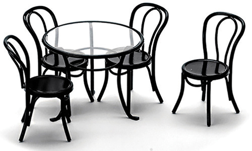 Patio Table with 4 Chairs, Black